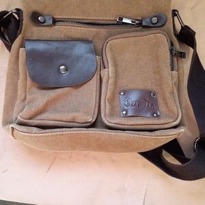 Brown Canvas Messenger Bag